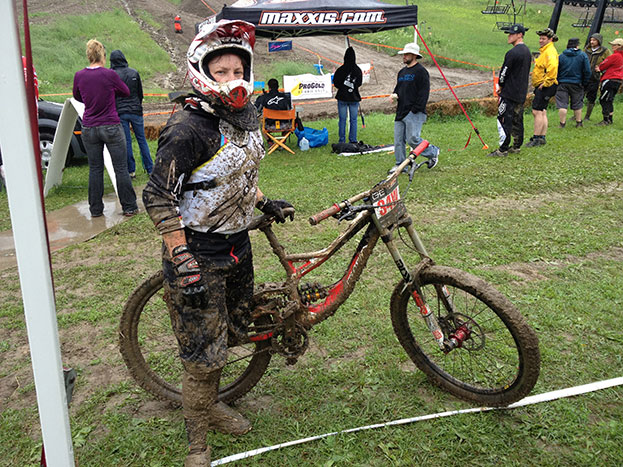 Amy after her race run. Covered.