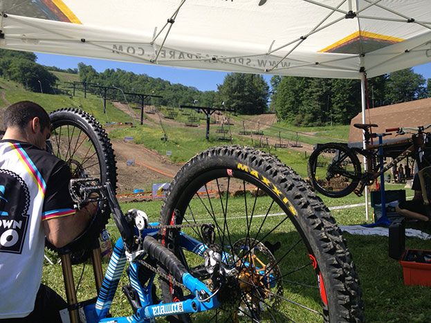 Day 1. Dialing in the bikes before practice.
