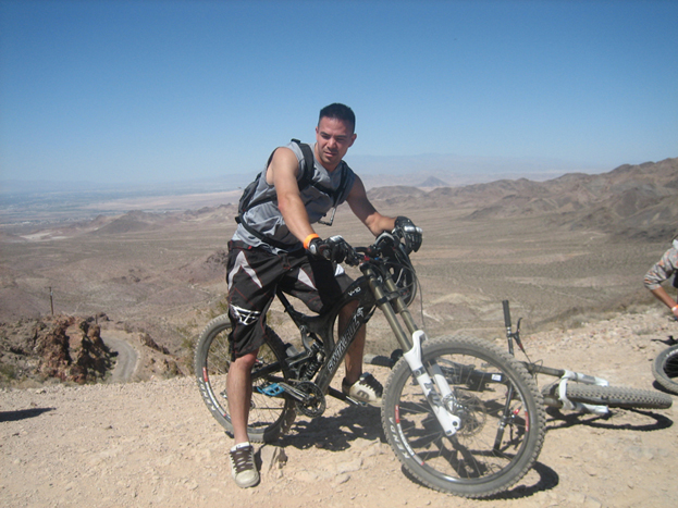 Gary at the top of the DH trails thinking about what line to pick.