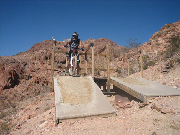 Gary starting out on one of the gates used for the races.