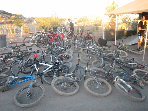 Breaking down the Ellsworth set up. We moved a bunch of bikes around.