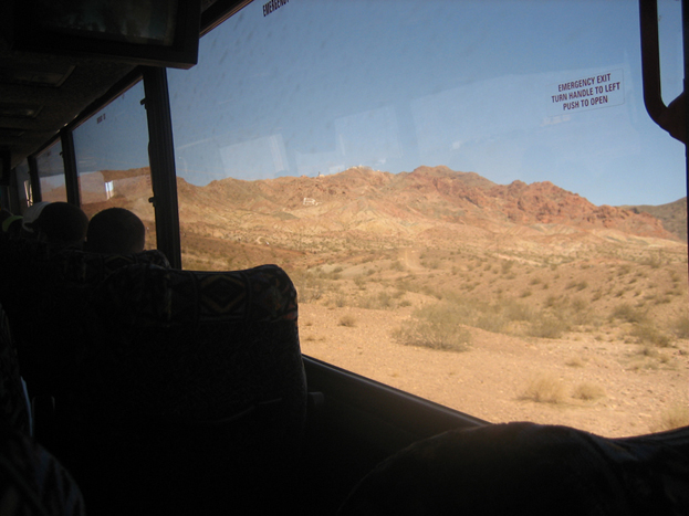 View of Bootlegg Canyon trails as we were approaching from the bus.